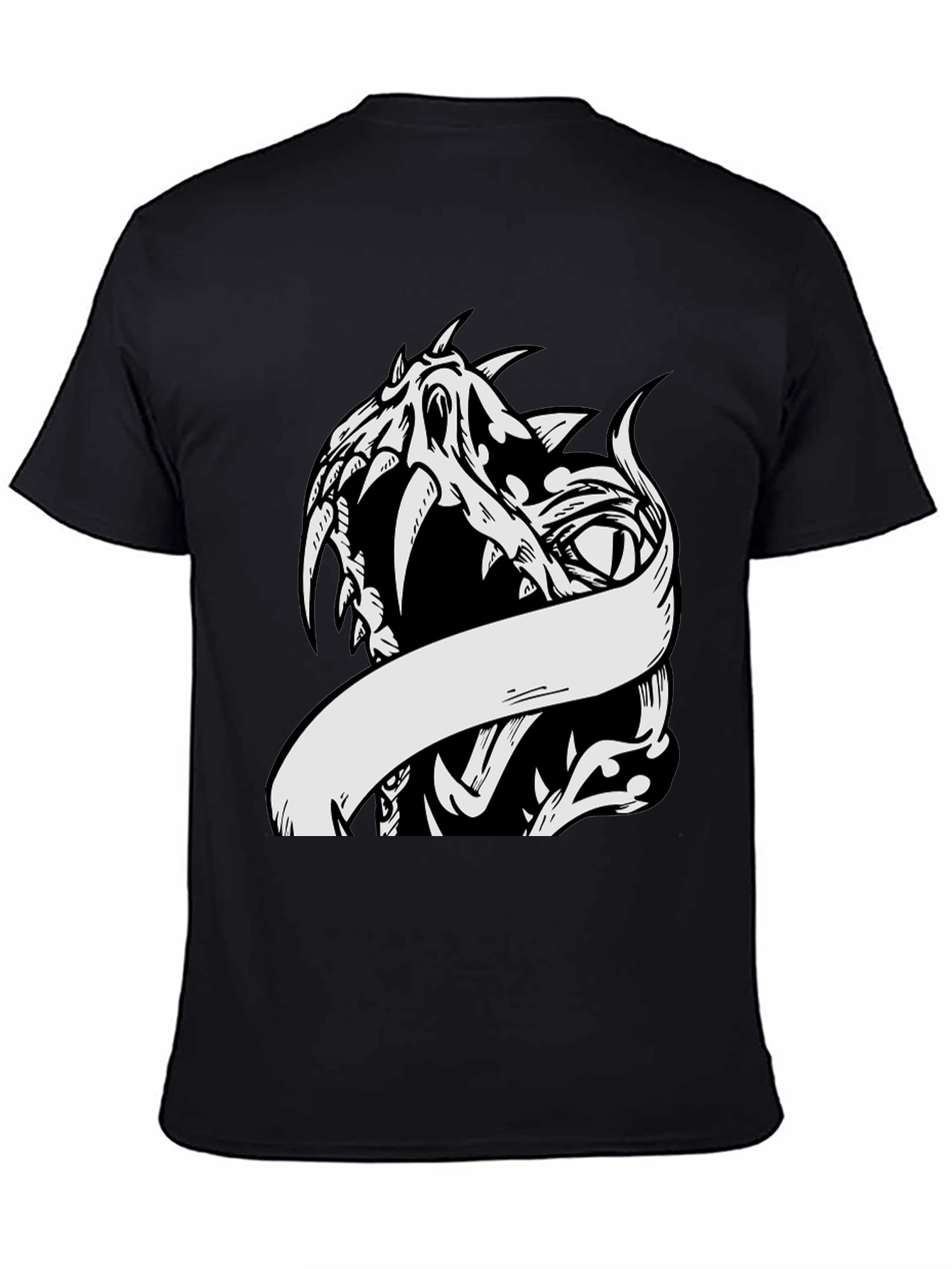 Black Black T-Shirt with Dragon Graphic view 4