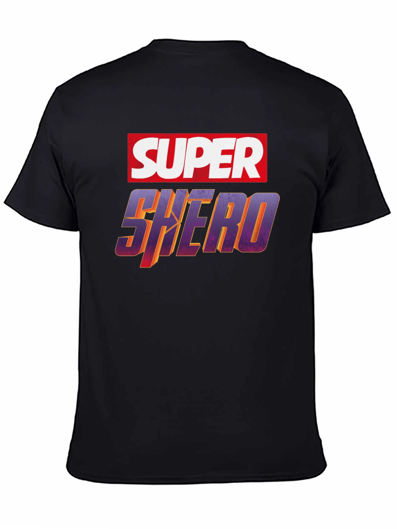 Black Super Shero Graphic Tee - Black Unisex T-Shirt view 4