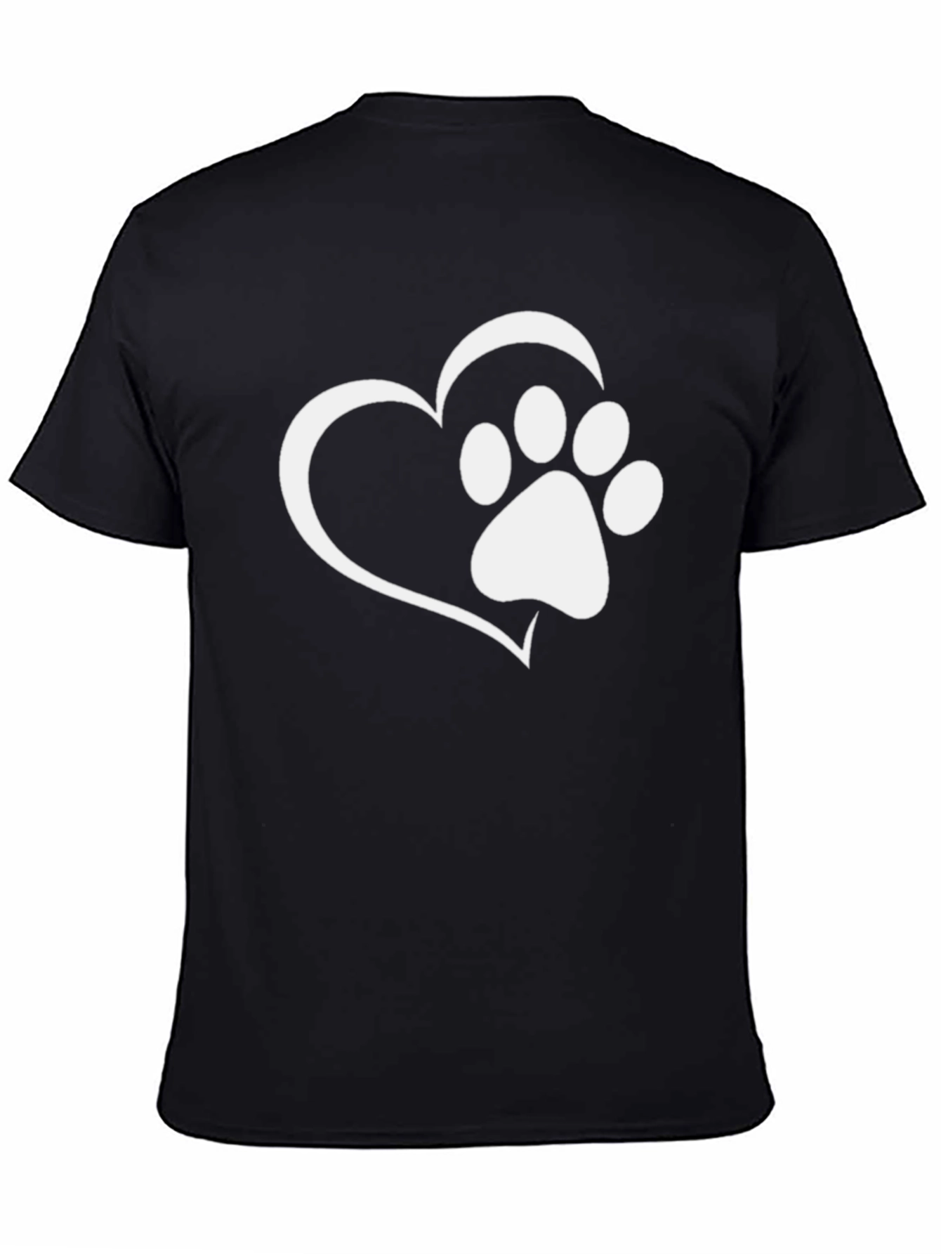 Black Heart Paw Print Graphic Tee - Black view 4