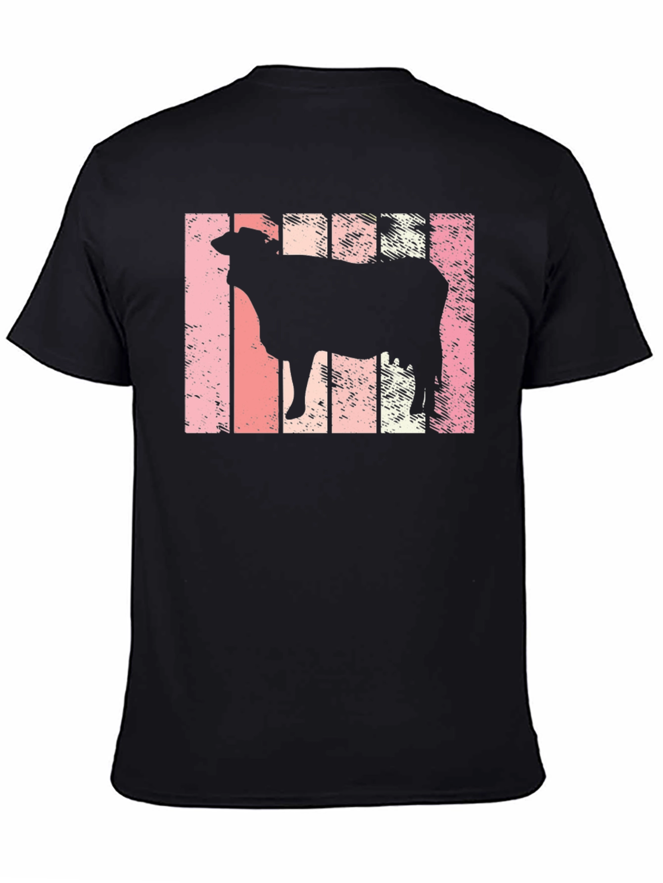 Black Retro Cow Silhouette T-Shirt view 4