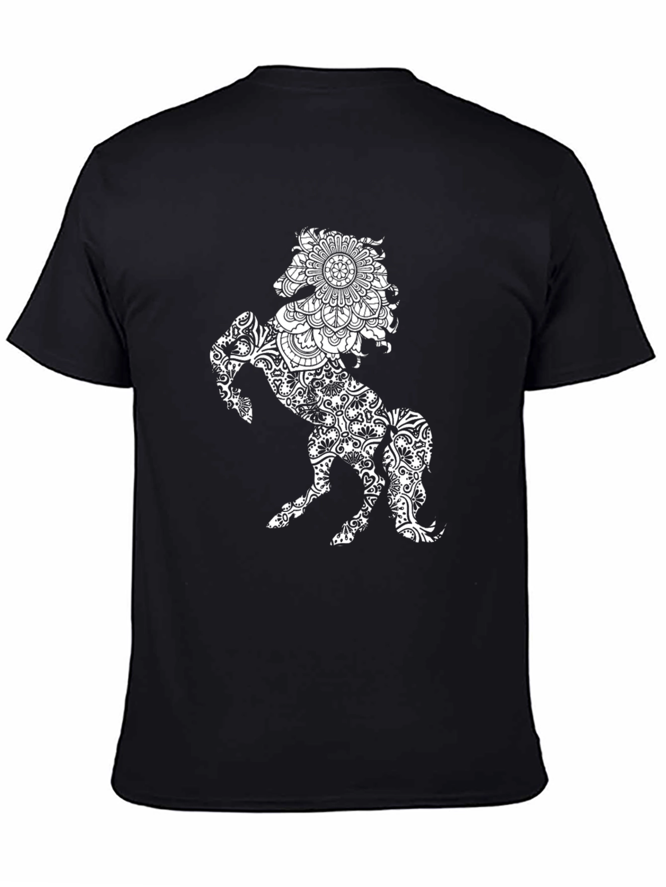 Black Black T-Shirt with Horse Mandala Print view 4