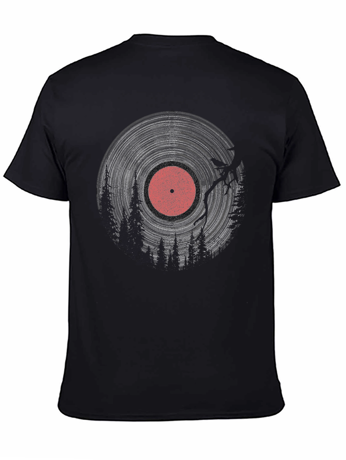 Black Vinyl Record Forest T-Shirt - Black view 4