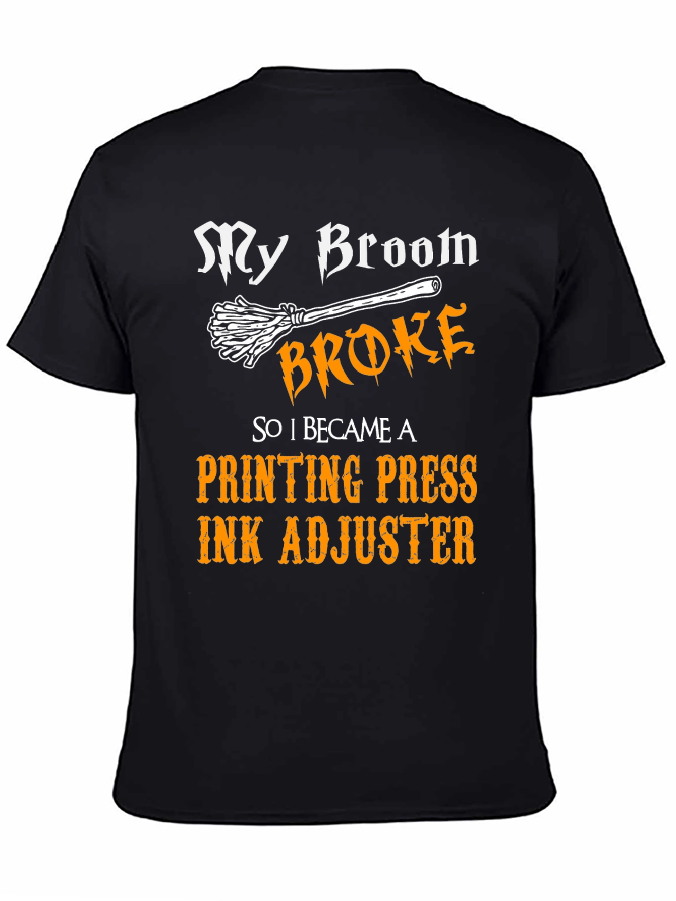 Black Funny Printing Press Ink Adjuster Halloween T-Shirt view 4