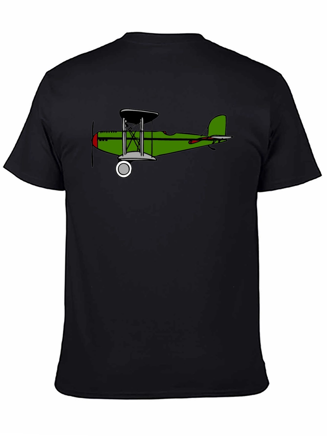 Black Vintage Biplane Graphic Tee - Black view 4