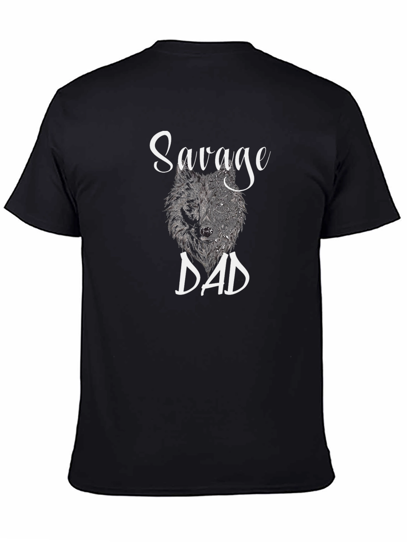 Black Savage Dad Wolf Graphic T-Shirt view 4