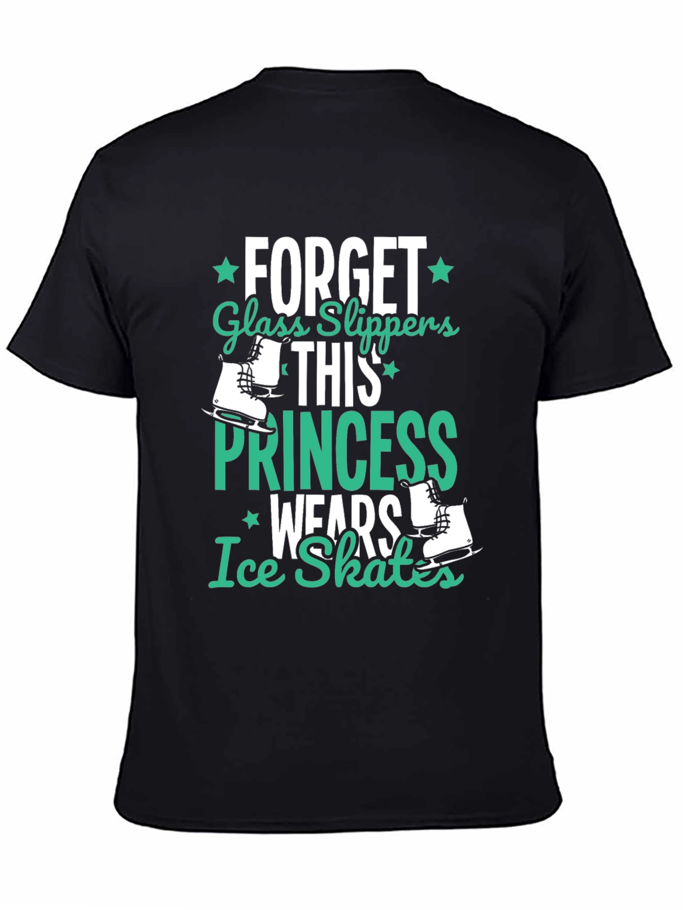 Black Ice Skates Princess Black T-Shirt view 4