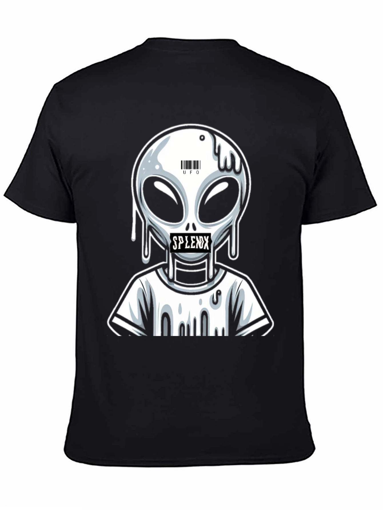 Black Alien Graphic T-Shirt - Splenx UFO Design view 4