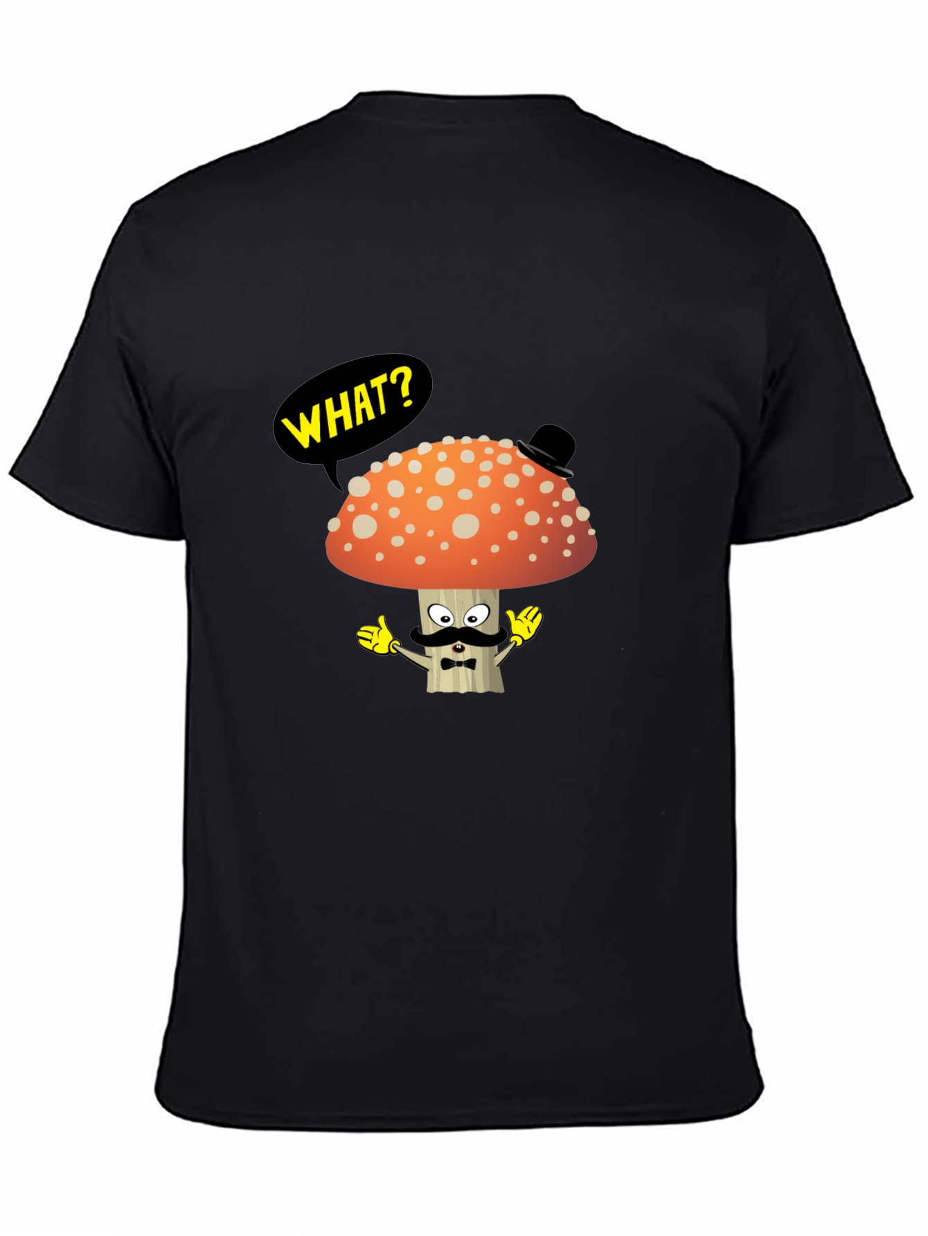 Black Mushroom Gentleman T-Shirt - Funny Cartoon Tee view 4