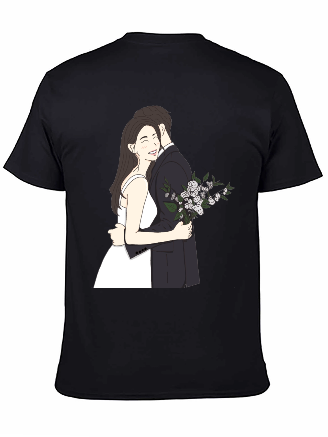 Black Couple Embrace Graphic Tee - Black view 4