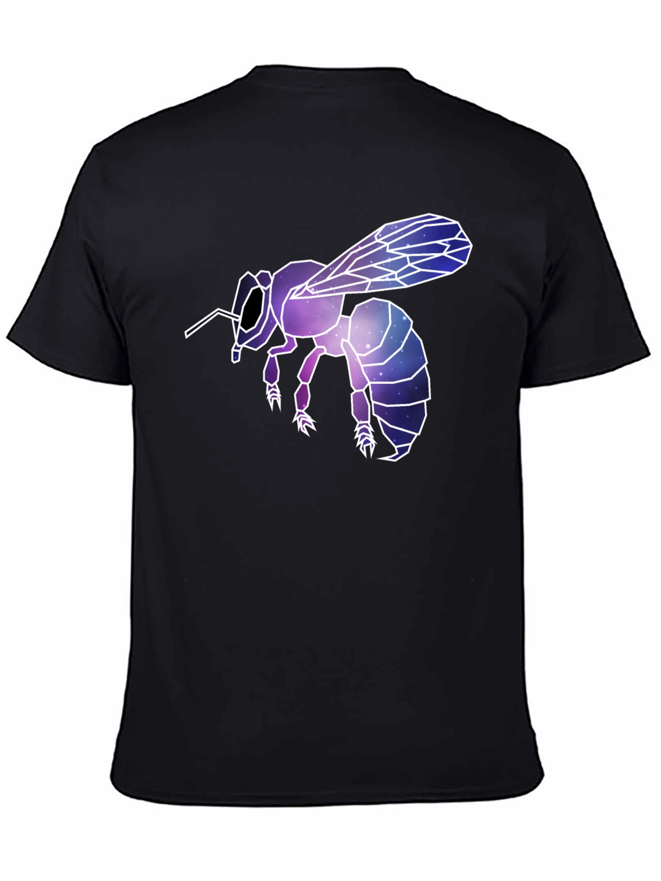 Black Geometric Galaxy Bee Graphic Tee - Black view 4
