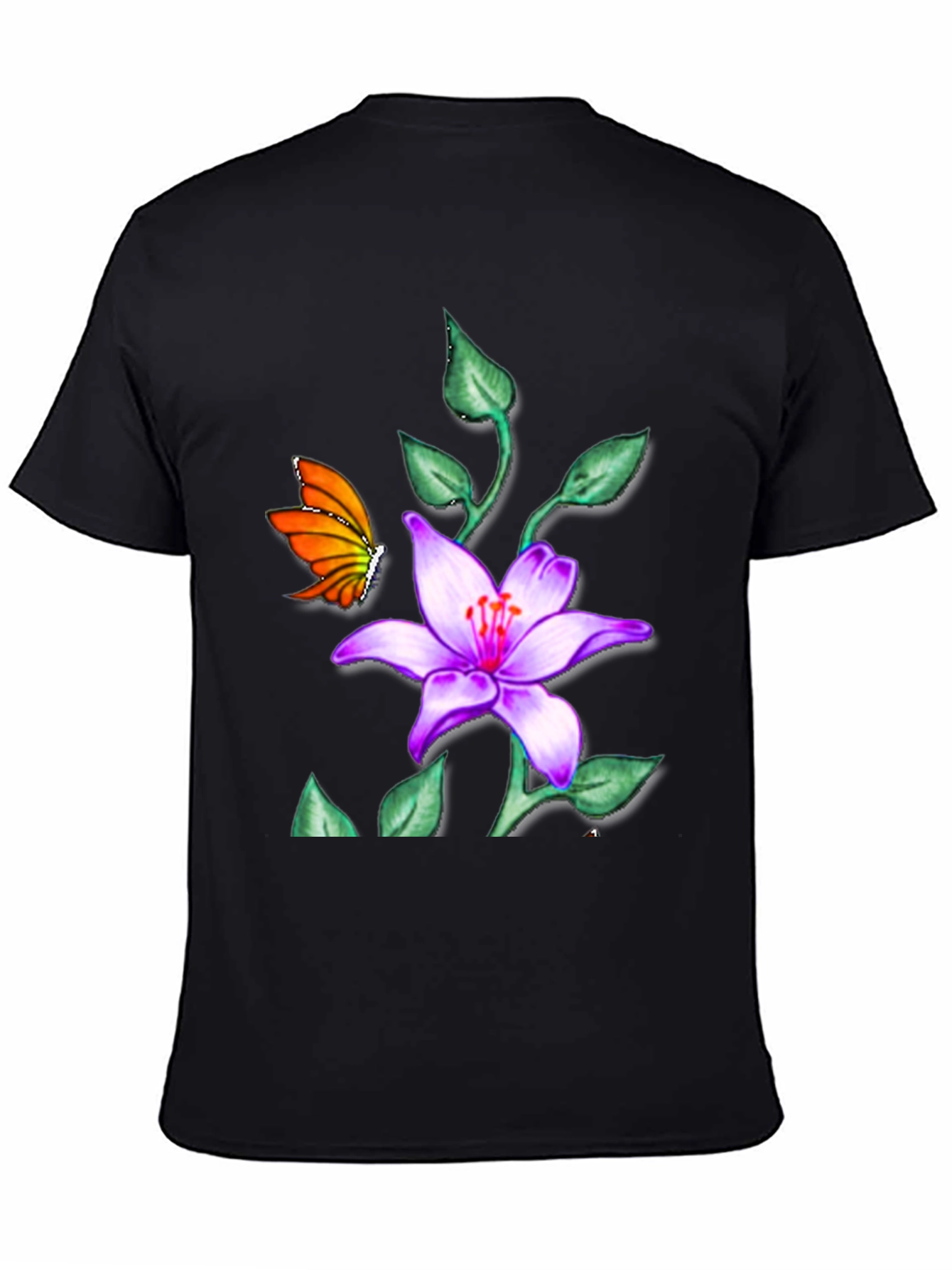 Black Butterfly & Floral T-Shirt view 4