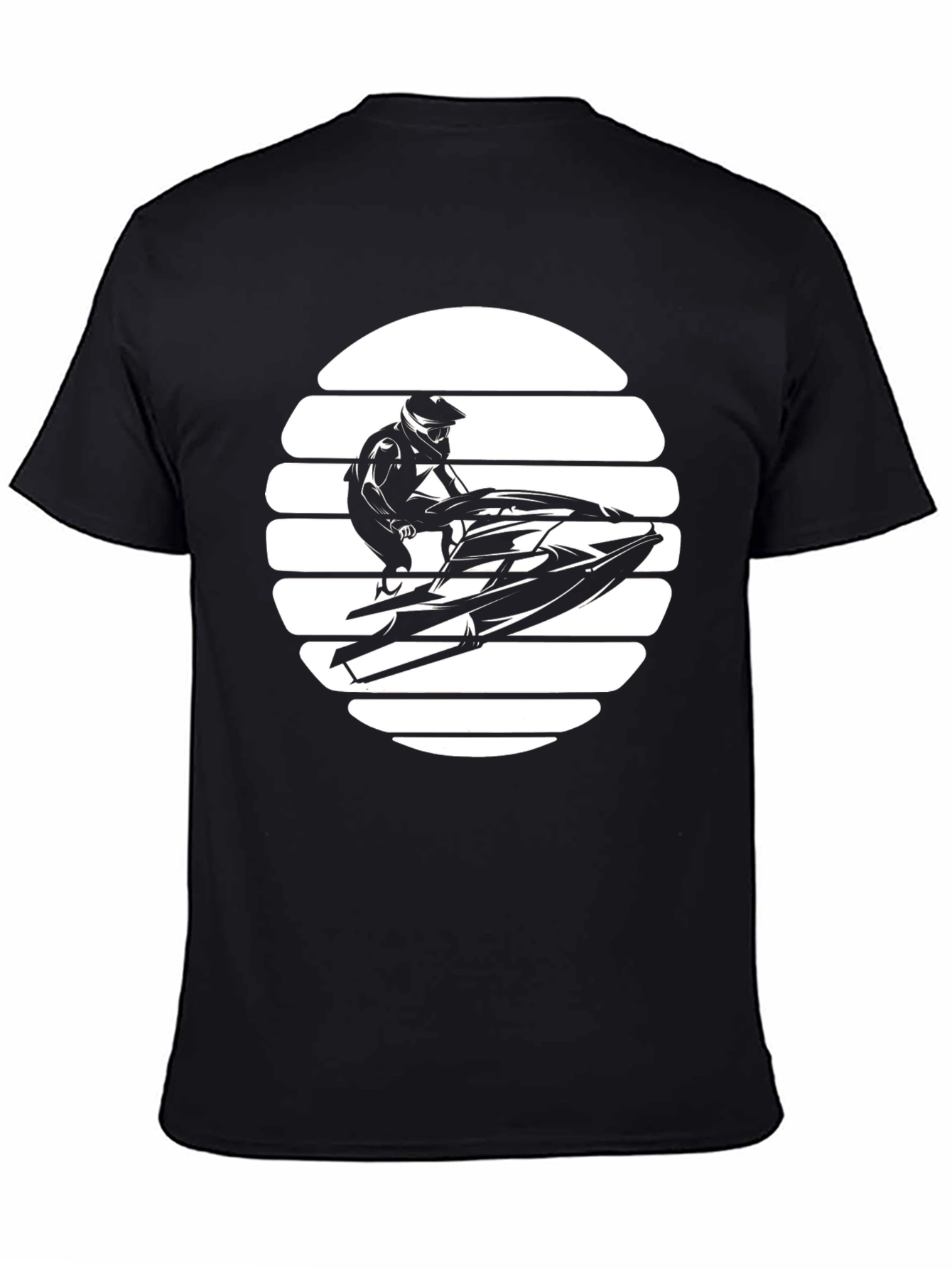 Black Jet Ski Sunset Graphic T-Shirt - Black view 4