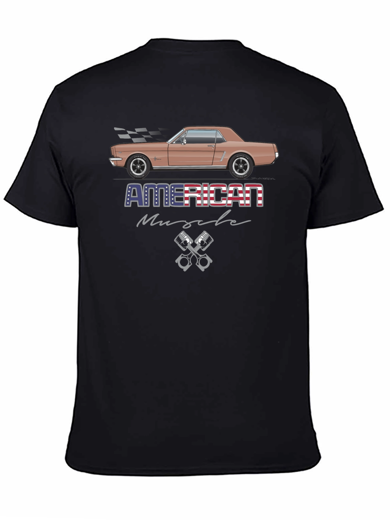 Black American Muscle Car T-Shirt view 4