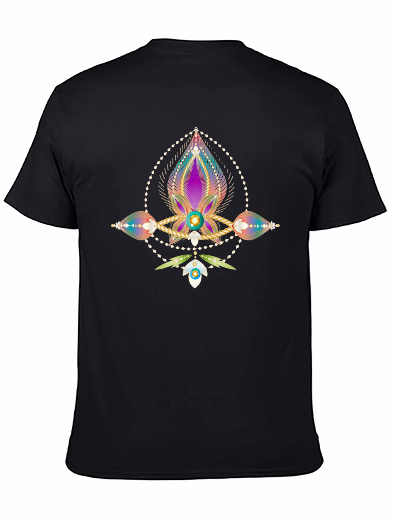 Black Mystic Bloom Graphic Tee - Black Cotton Blend Shirt view 4