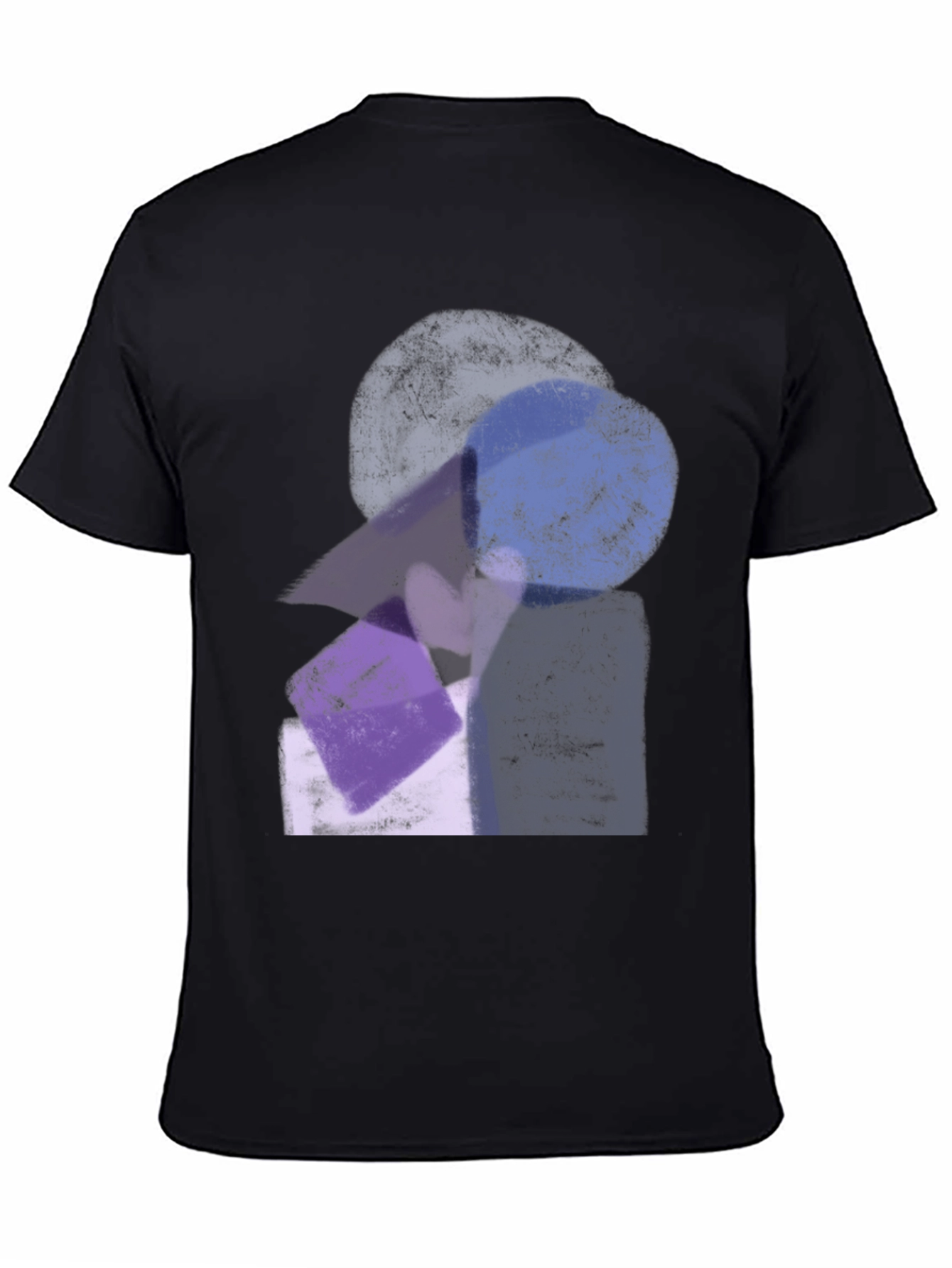 Black Abstract Geometric Print Black Crew Neck T-Shirt view 4