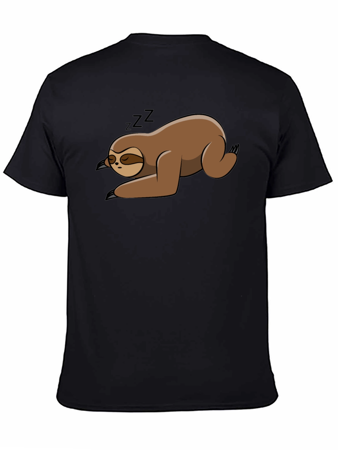 Black Sleeping Sloth Black T-Shirt view 4