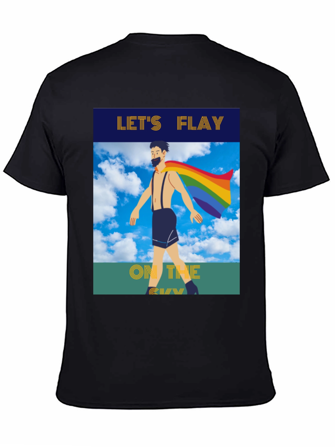 Black Let's Flay on the Gay T-Shirt Pride Tee view 4