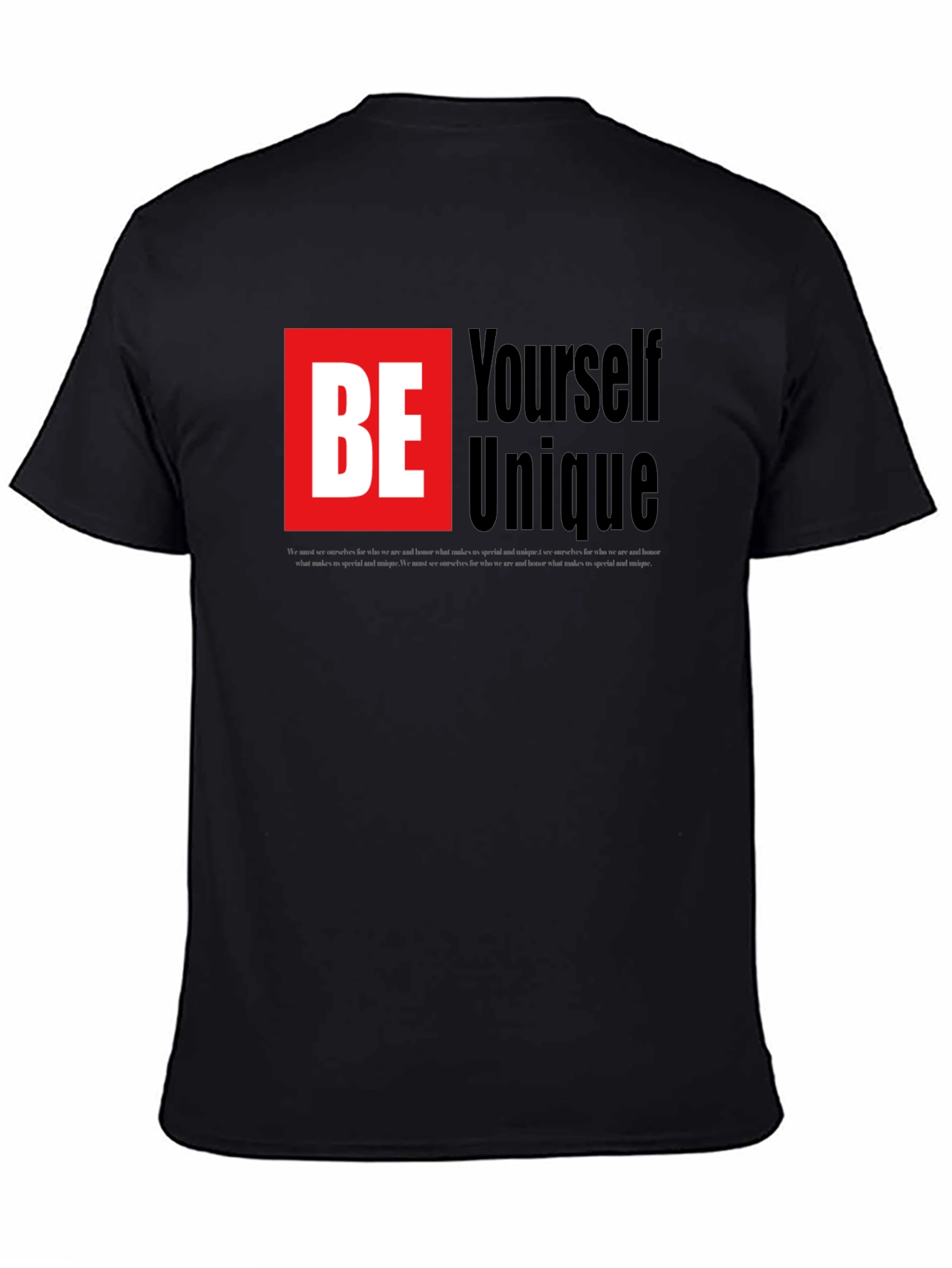 Black Be Yourself Unique Graphic Tee - Black view 4