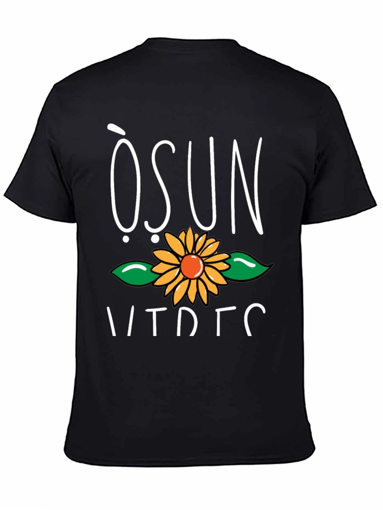 Black Osun Sunflower Graphic T-Shirt - Soft Cotton Blend view 4