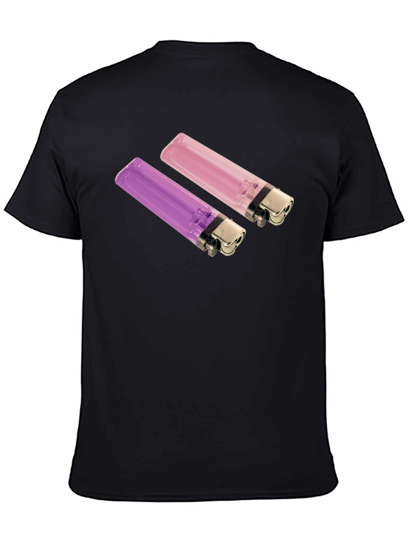 Black Novelty Lighter Graphic Tee - Black Cotton Blend view 4