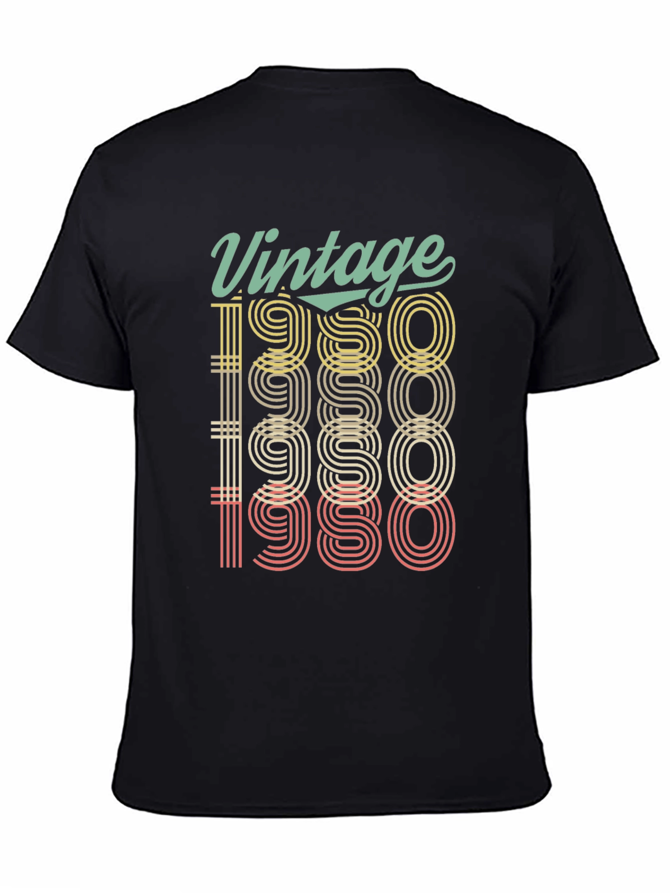 Black Vintage 1980 T-Shirt Retro Style Birthday Gift Tee view 4