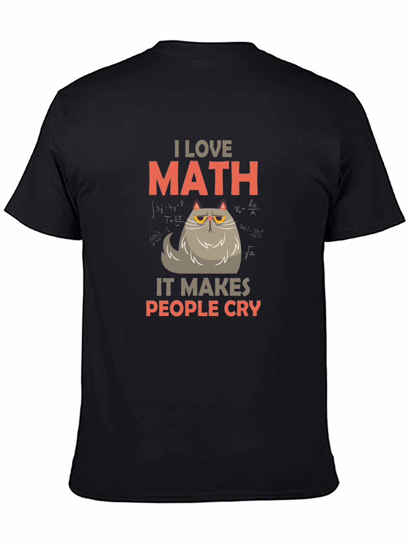 Black I Love Math Cat T-Shirt - Funny Math Lover Tee view 4