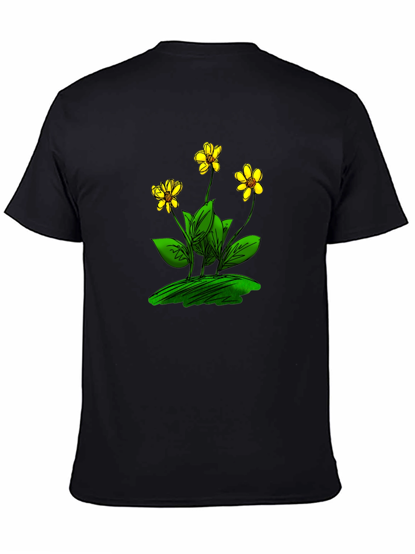 Black Black T-Shirt with Floral Design view 4
