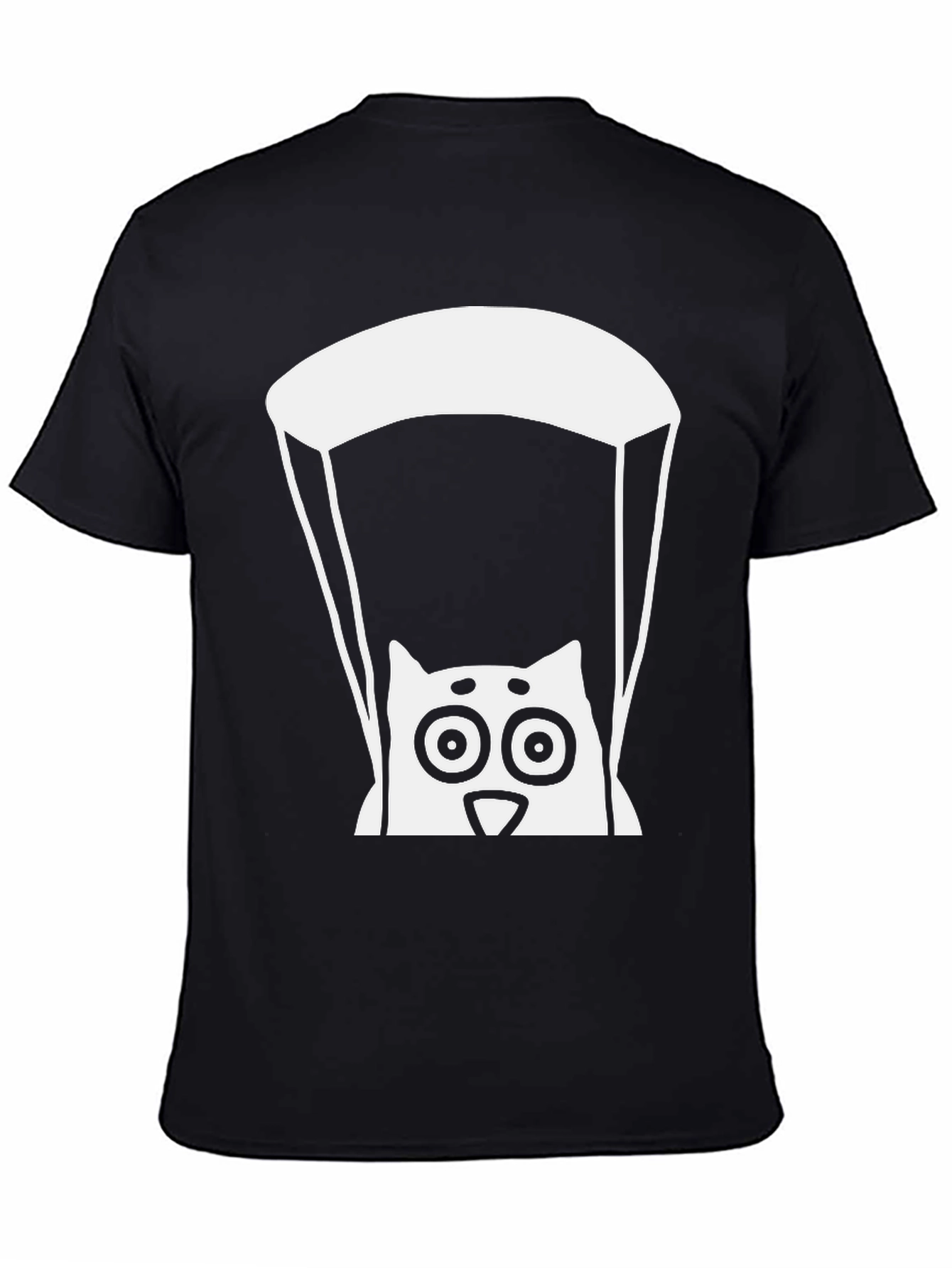 Black Cat Parachute Graphic Tee - Black Cotton T-Shirt view 4