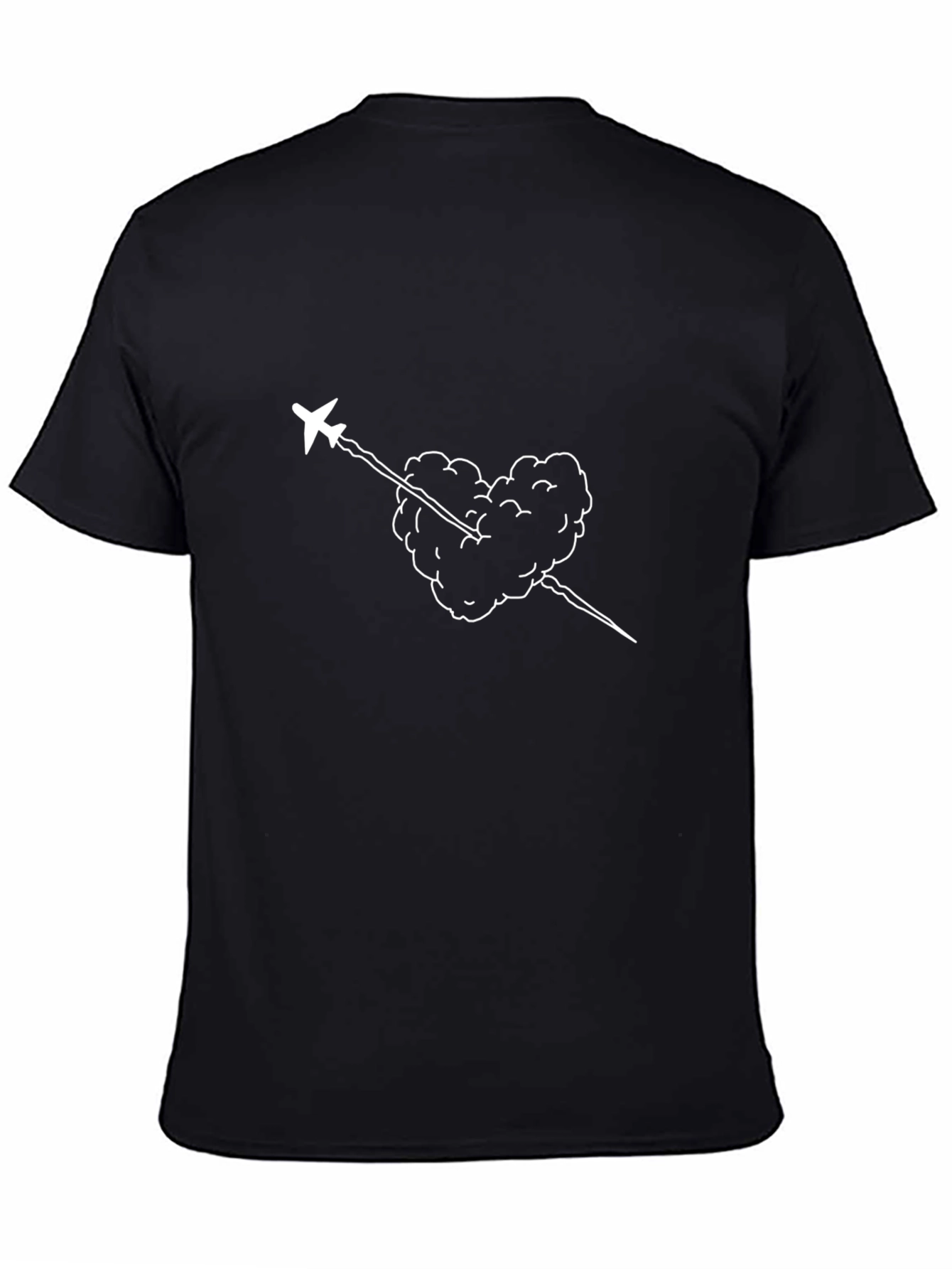 Black Airplane Heart Cloud Graphic Tee - Black T-Shirt view 4