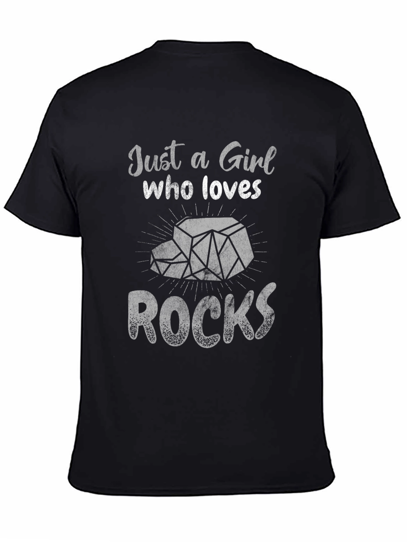 Black Just A Girl Who Loves Rocks T-Shirt view 4
