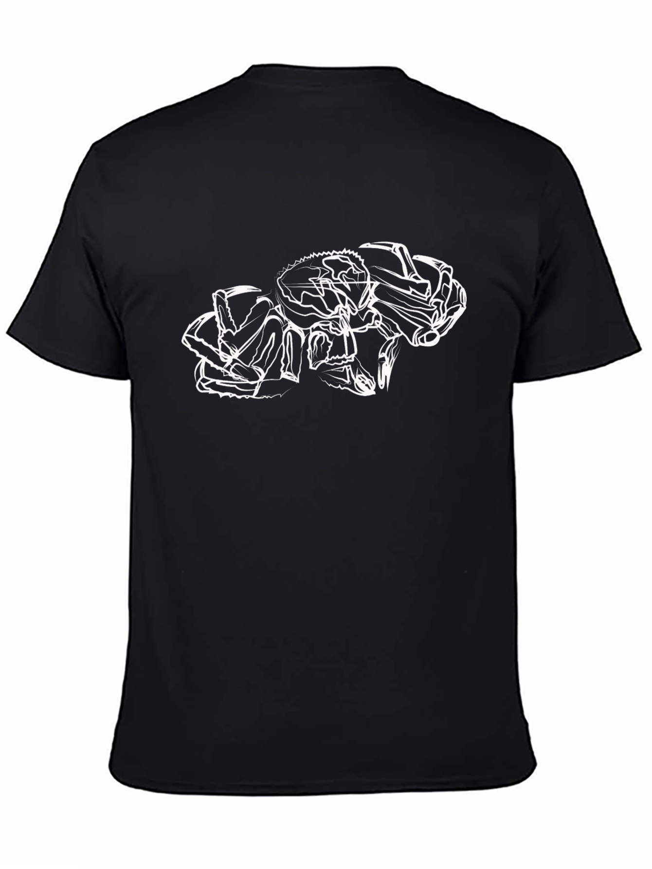 Black Abstract Crab Outline Black T-Shirt view 4