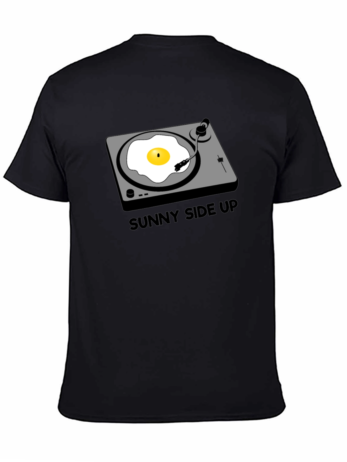 Black Sunny Side Up Turntable T-Shirt view 4