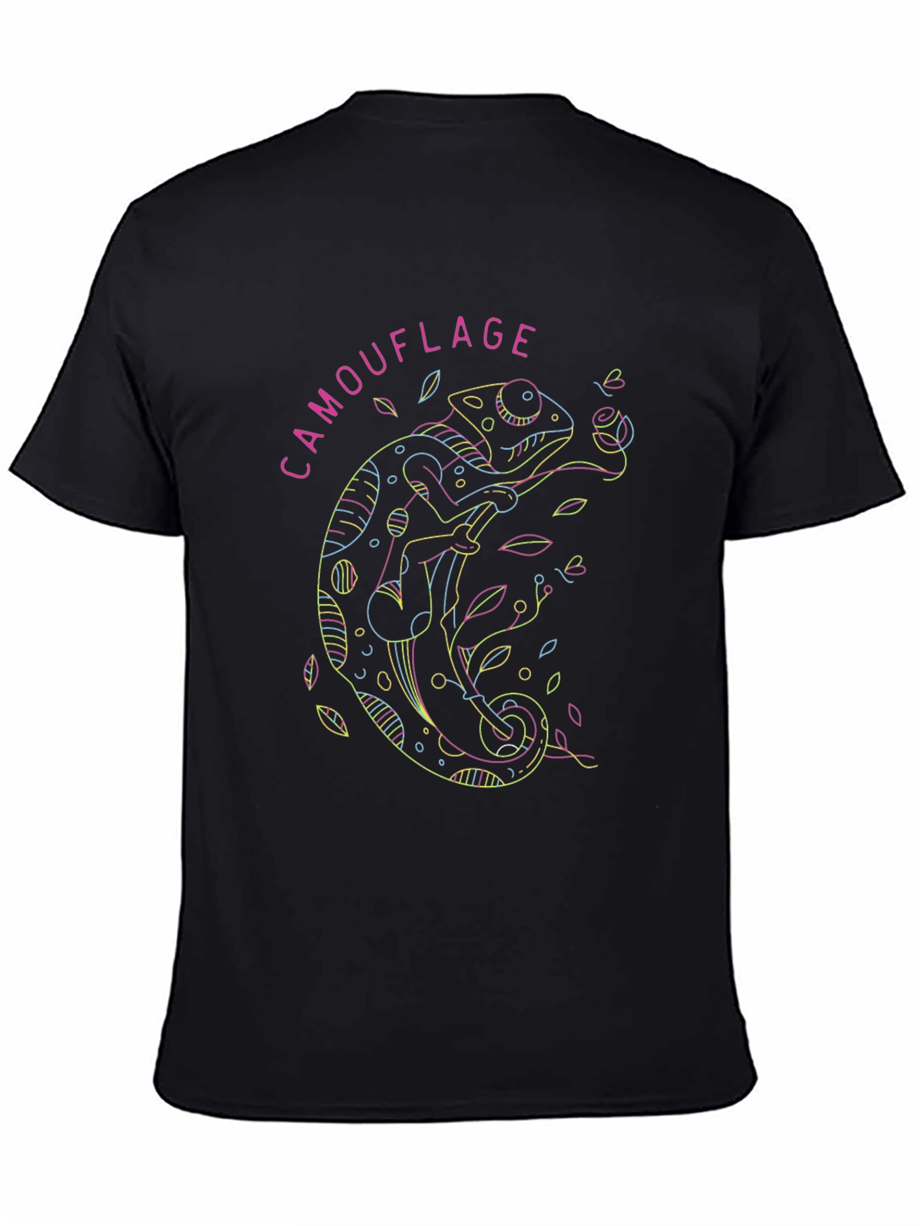 Black Chameleon Camouflage Graphic Tee - Unique Colorful Design view 4