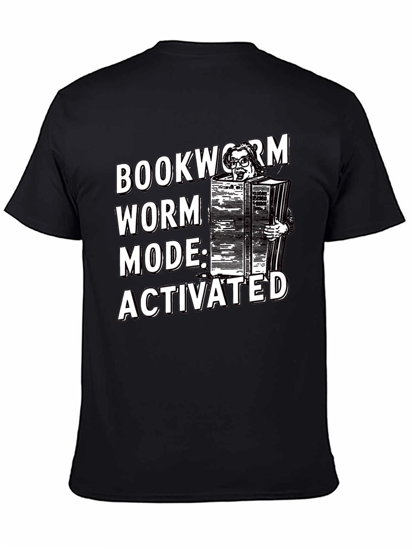 Black Bookworm Mode Activated Graphic T-Shirt view 4