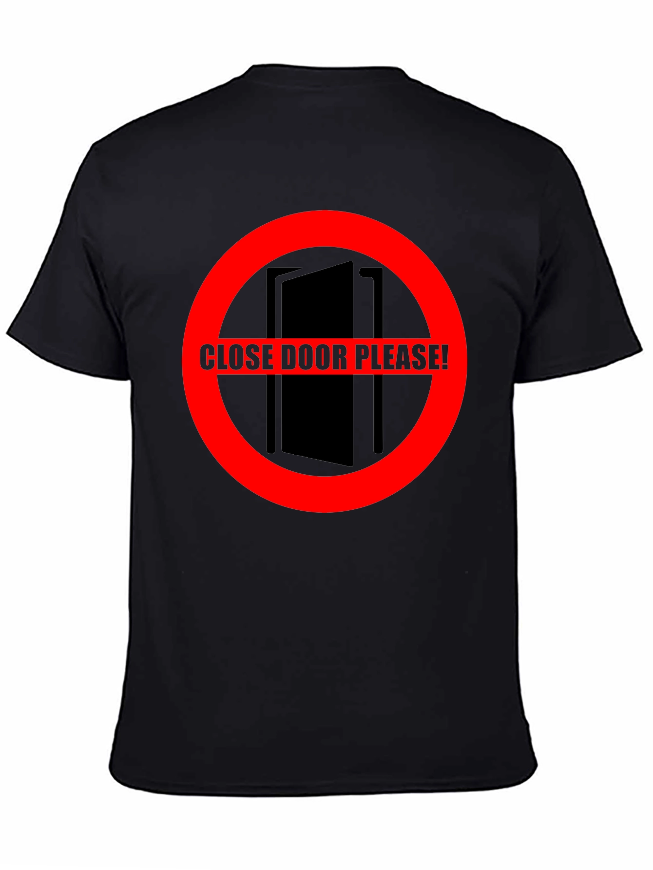Black Close Door Please! Graphic T-Shirt view 4