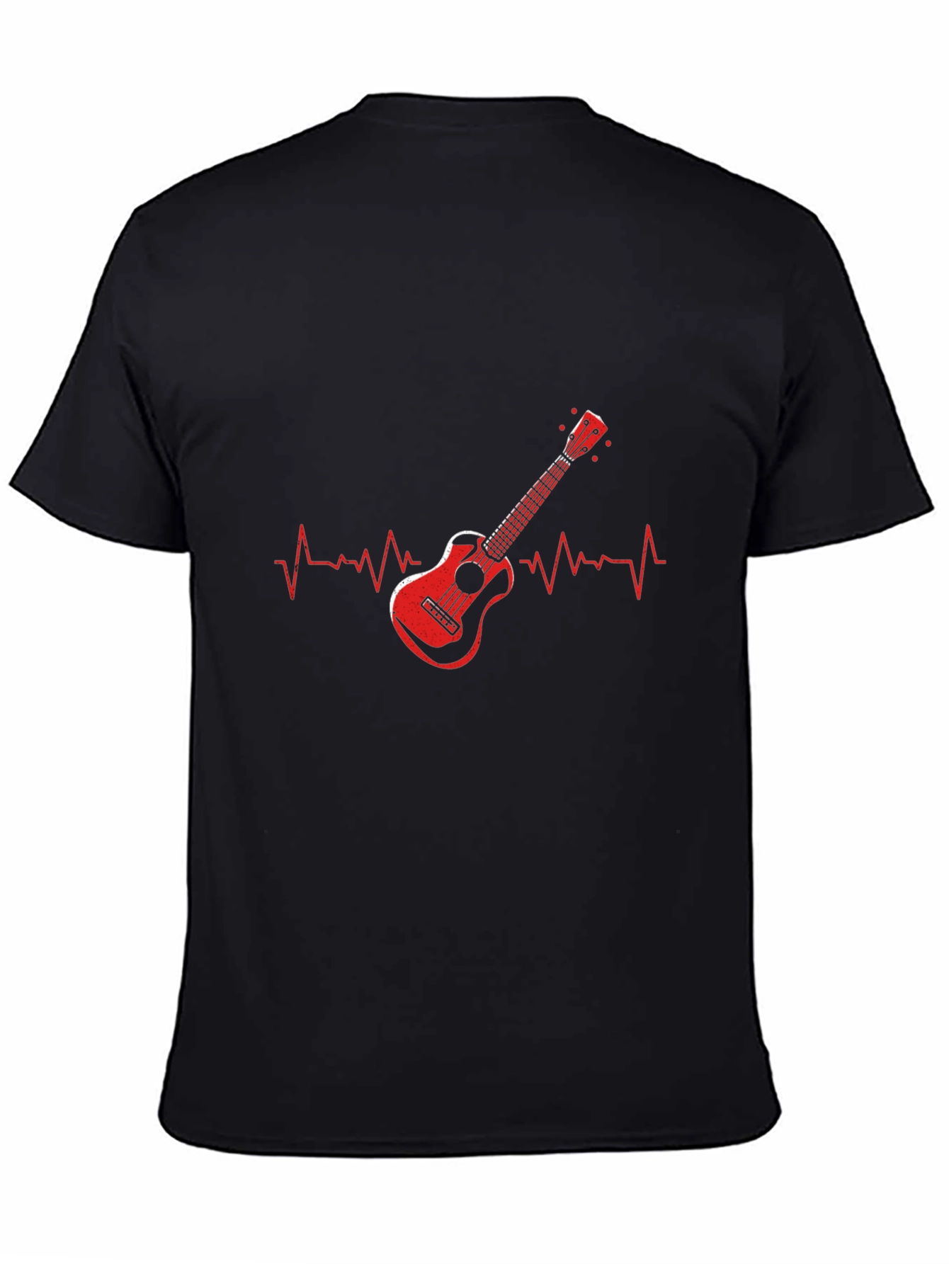 Black Ukulele Heartbeat Graphic Tee - Music Lover Shirt view 4