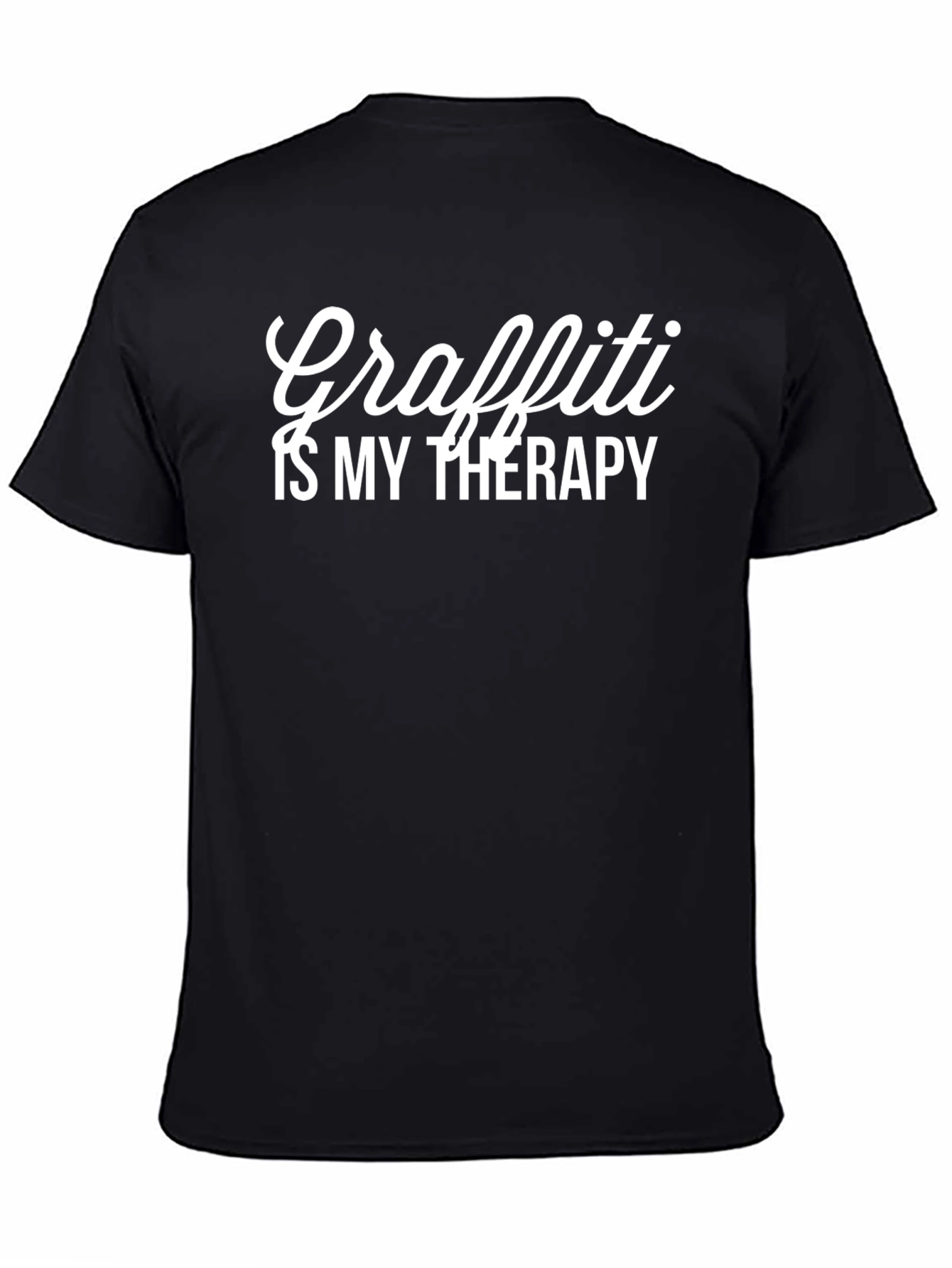 Black Graffiti Therapy T-Shirt - Black Crew Neck Tee view 4