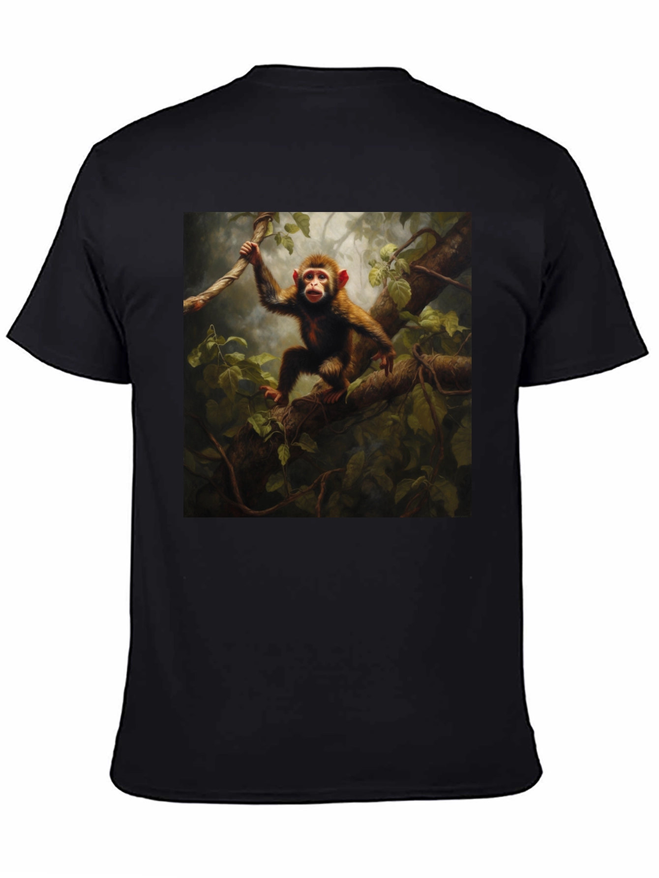 Black Monkey in Jungle T-Shirt - Black view 4