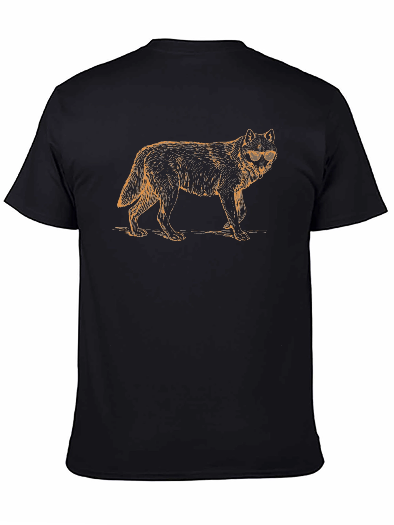 Black Cool Wolf Graphic Tee - Unisex Black T-Shirt view 4