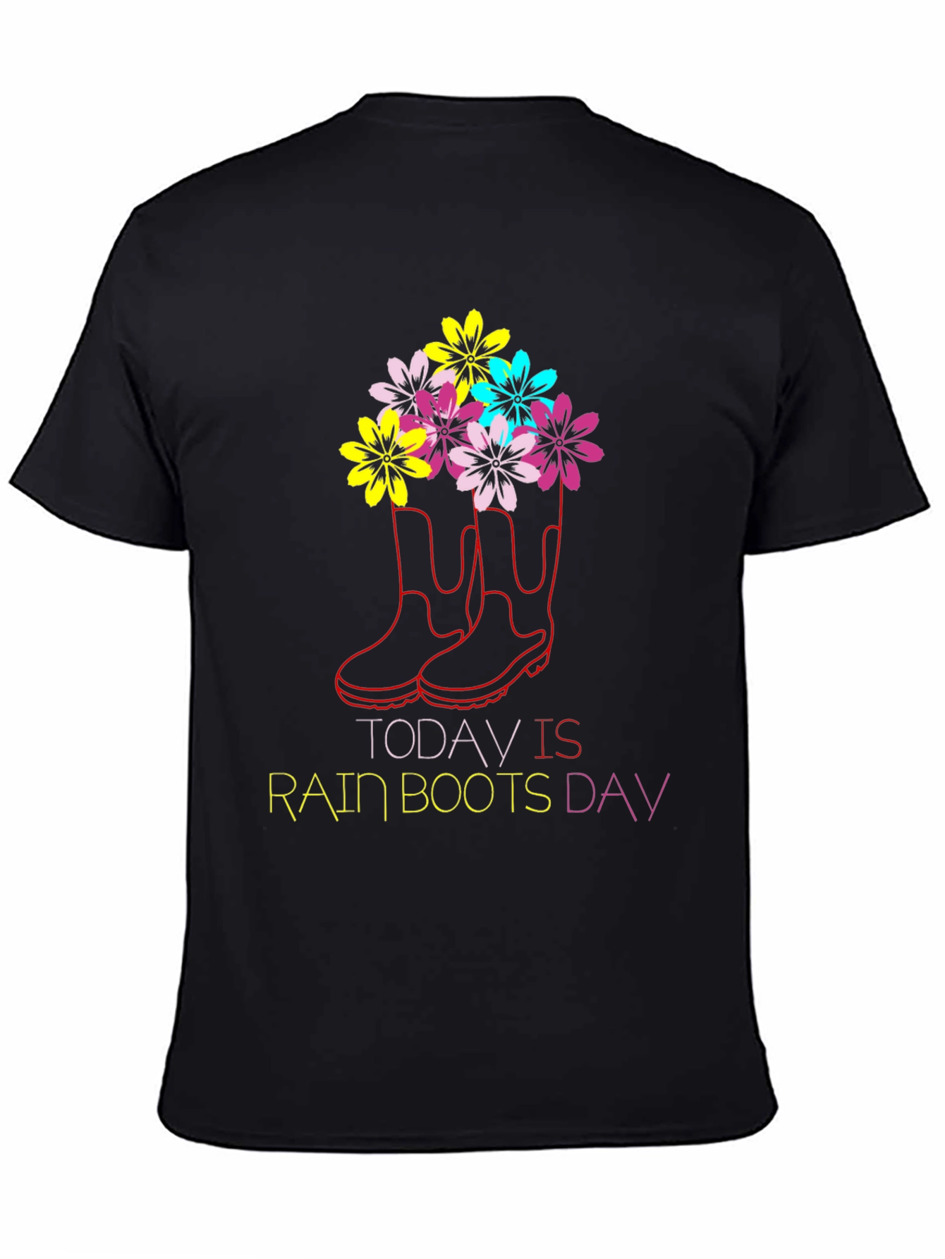 Black Rain Boots Day Graphic T-Shirt view 4