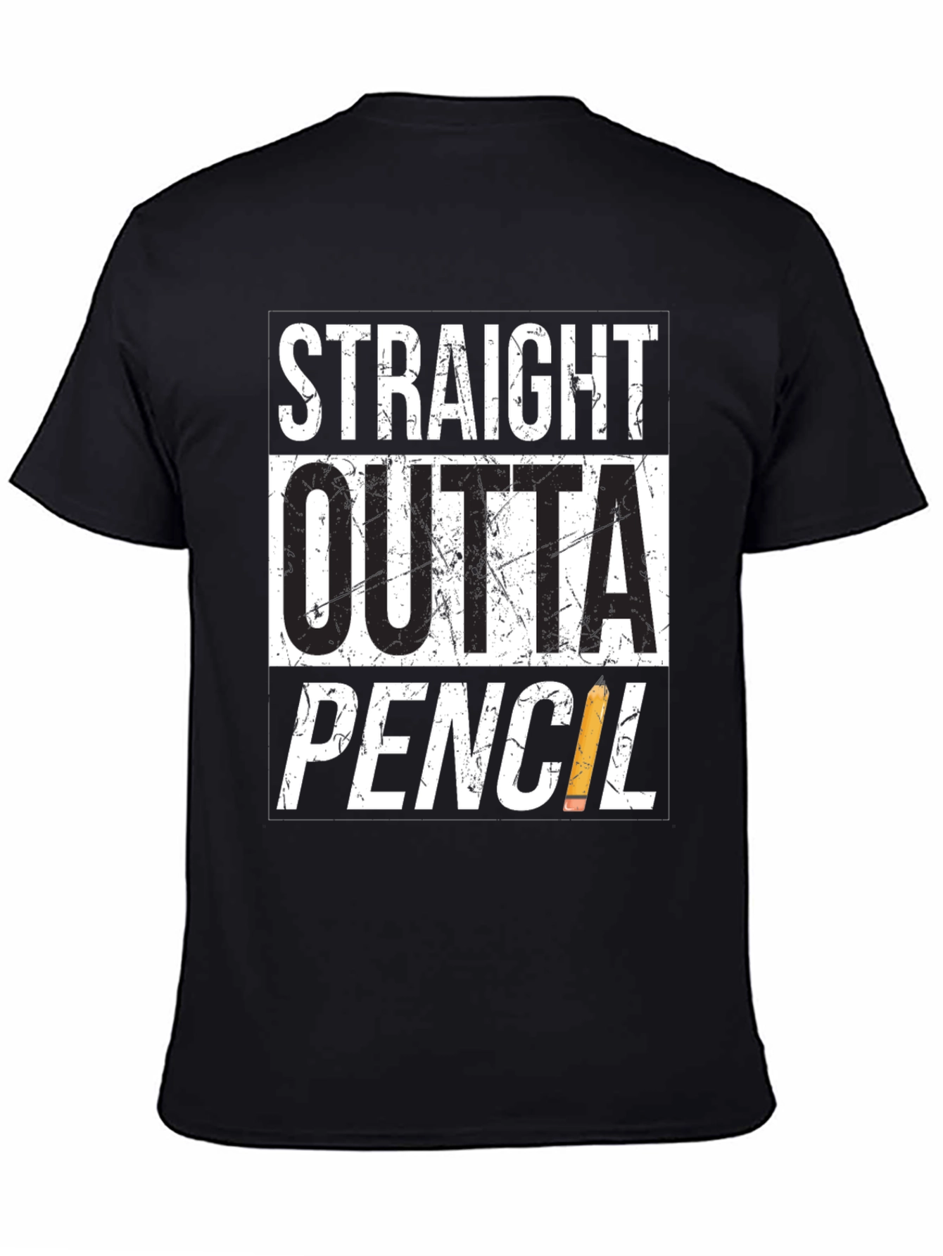Black Straight Outta Pencil T-Shirt - Black Graphic Tee view 4