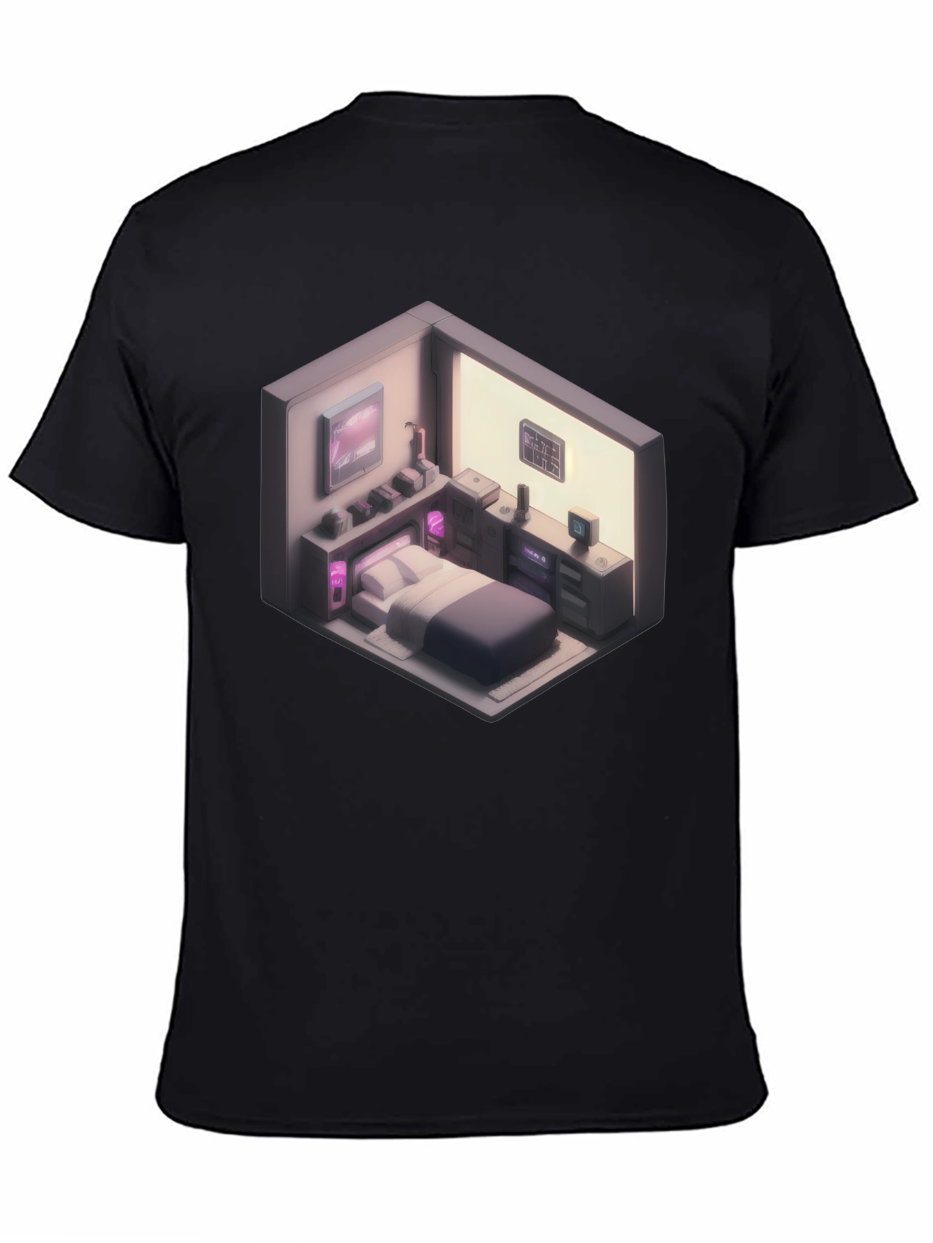 Black Isometric Room Graphic T-Shirt view 4