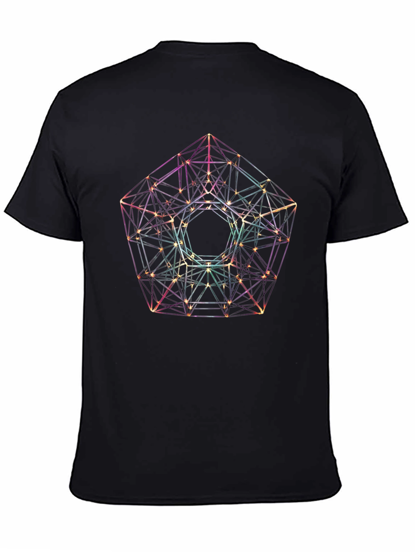 Black Geometric Design Black T-Shirt view 4