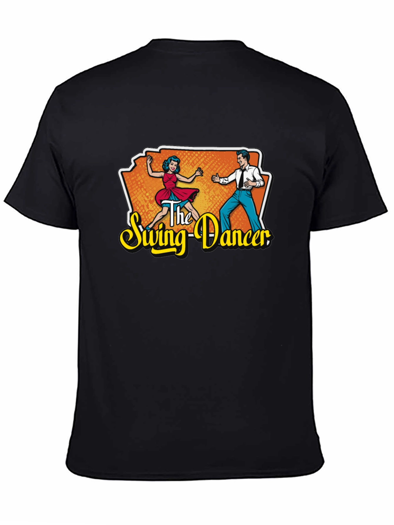 Black Retro Swing Dancer Graphic Tee - Vintage Style T-Shirt view 4
