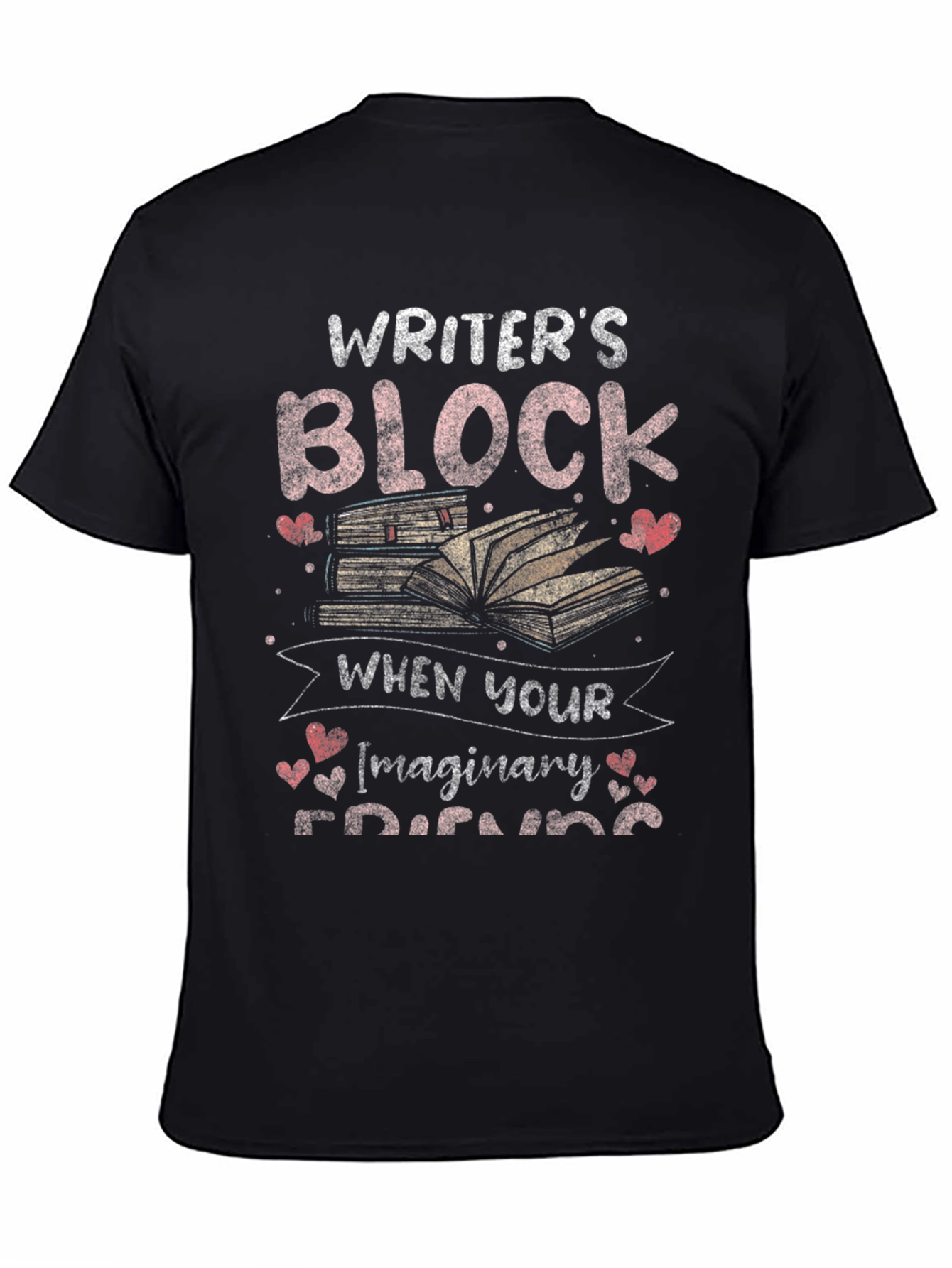 Black Writer's Block Imaginary Friends Black Graphic Tee view 4