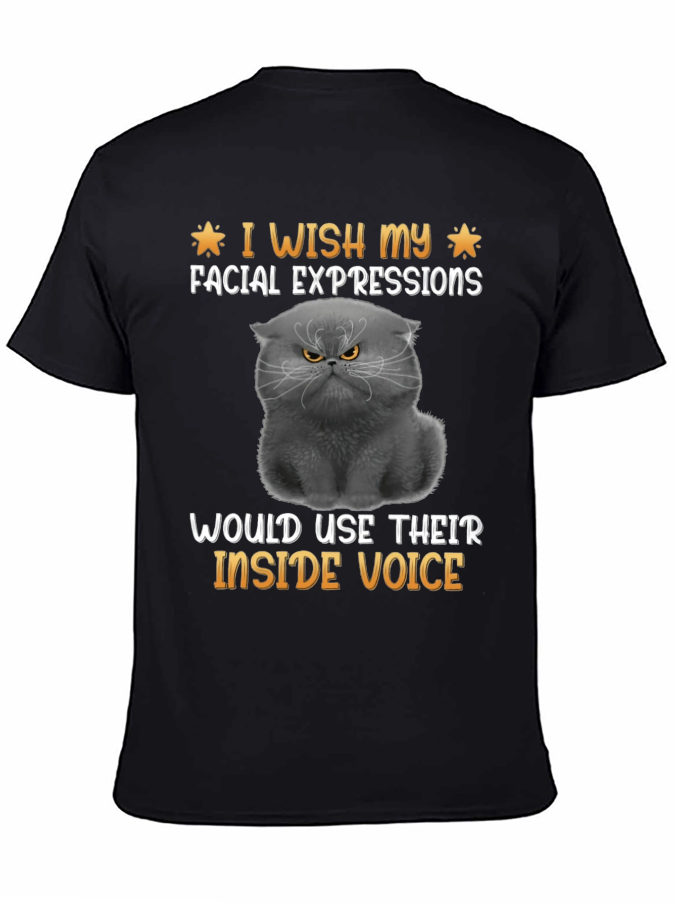 Black Grumpy Cat Inside Voice T-Shirt view 4