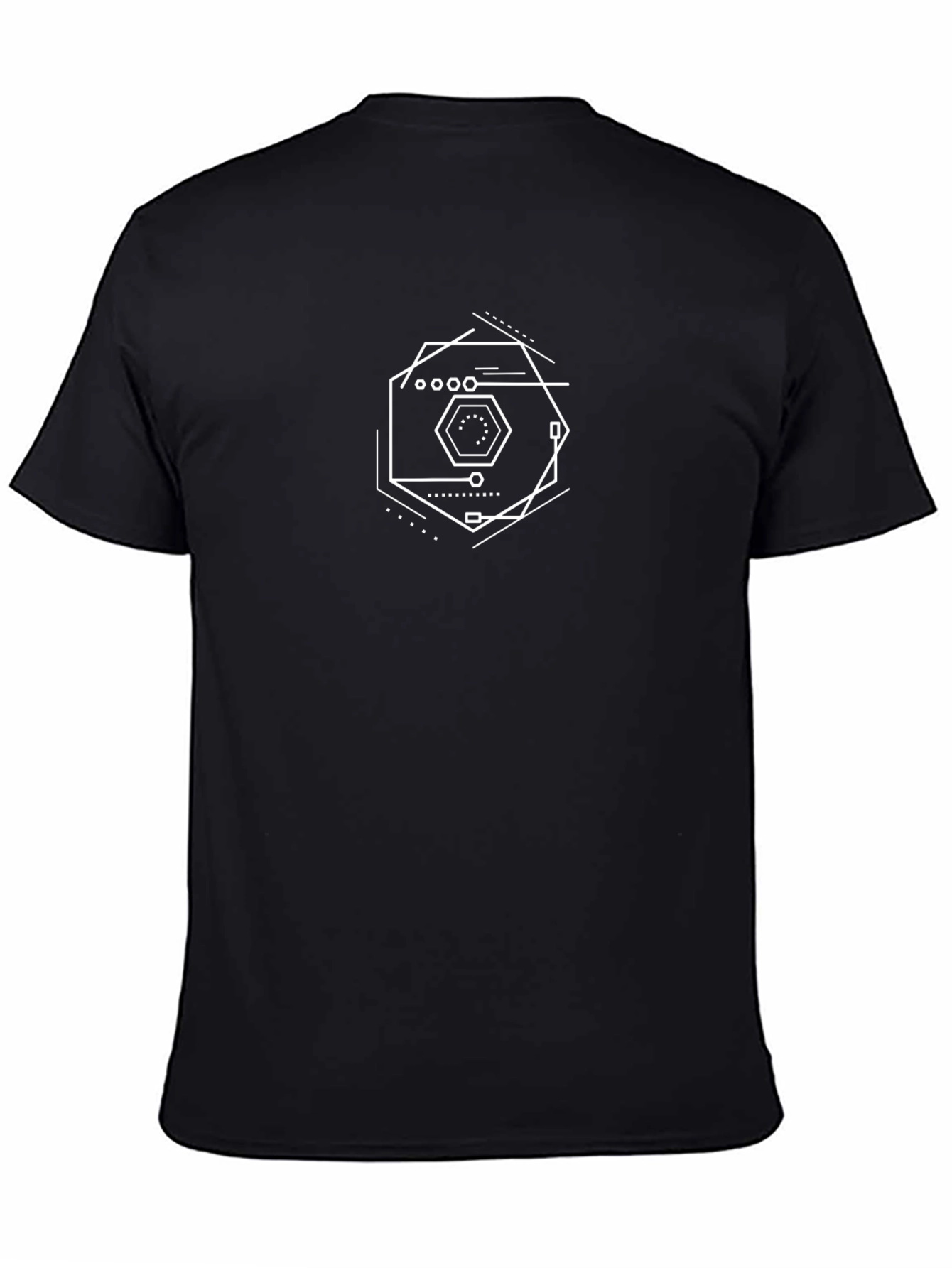 Black Geometric Design Black T-Shirt view 4