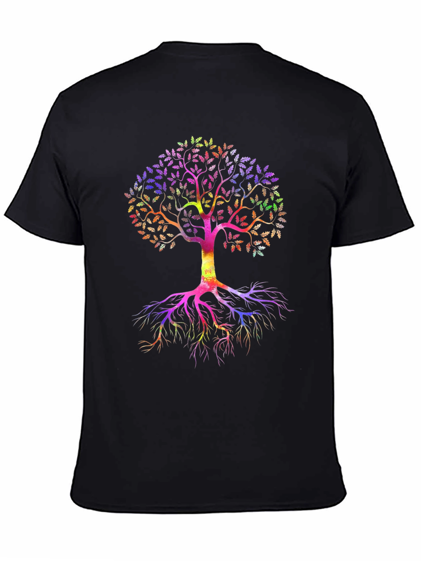 Black Rainbow Tree of Life Black T-Shirt view 4