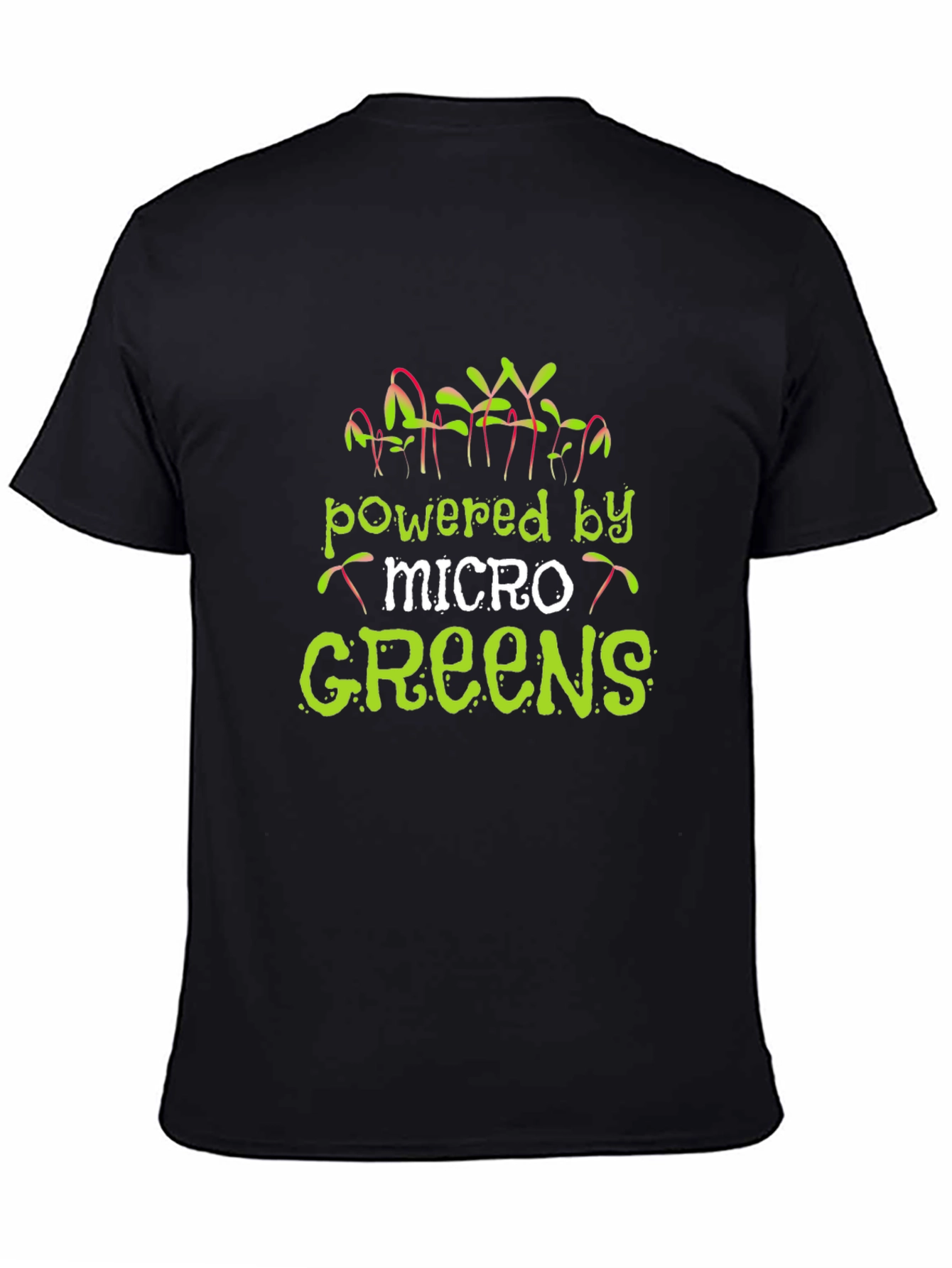 Black Powered by Micro Greens Novelty T-Shirt view 4