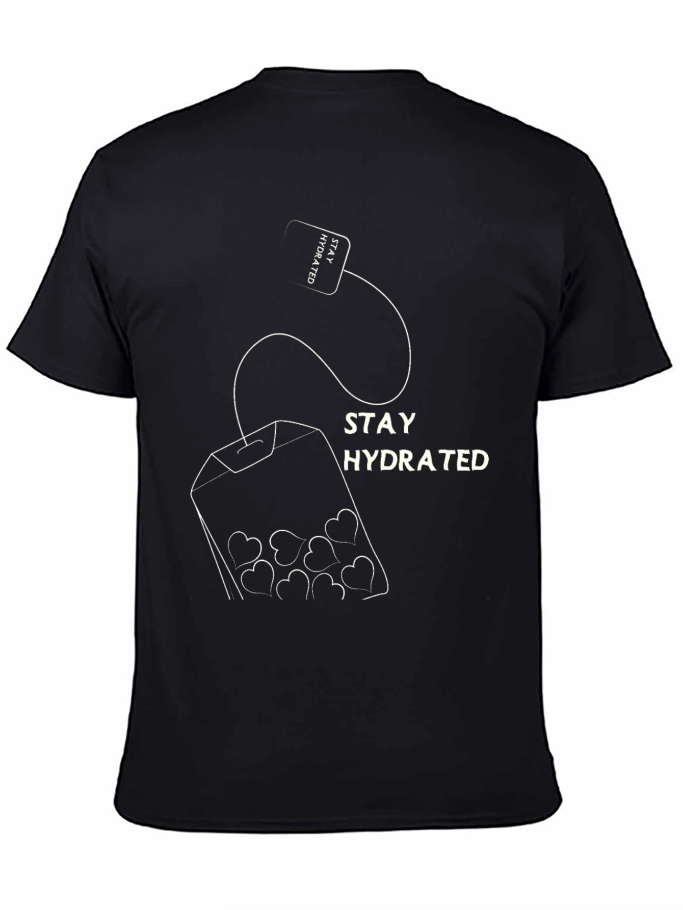 Black Stay Hydrated Heart Tea T-Shirt view 4